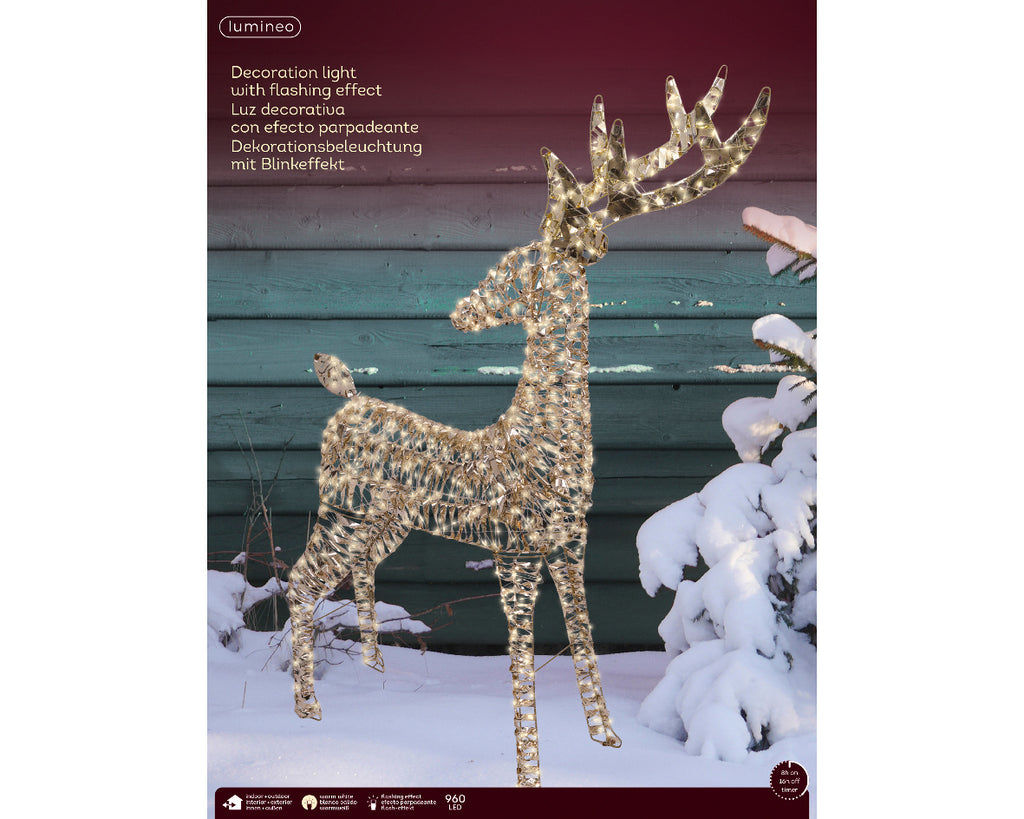 Iluminación de Navidad para exteriores Reno deco de 130cm