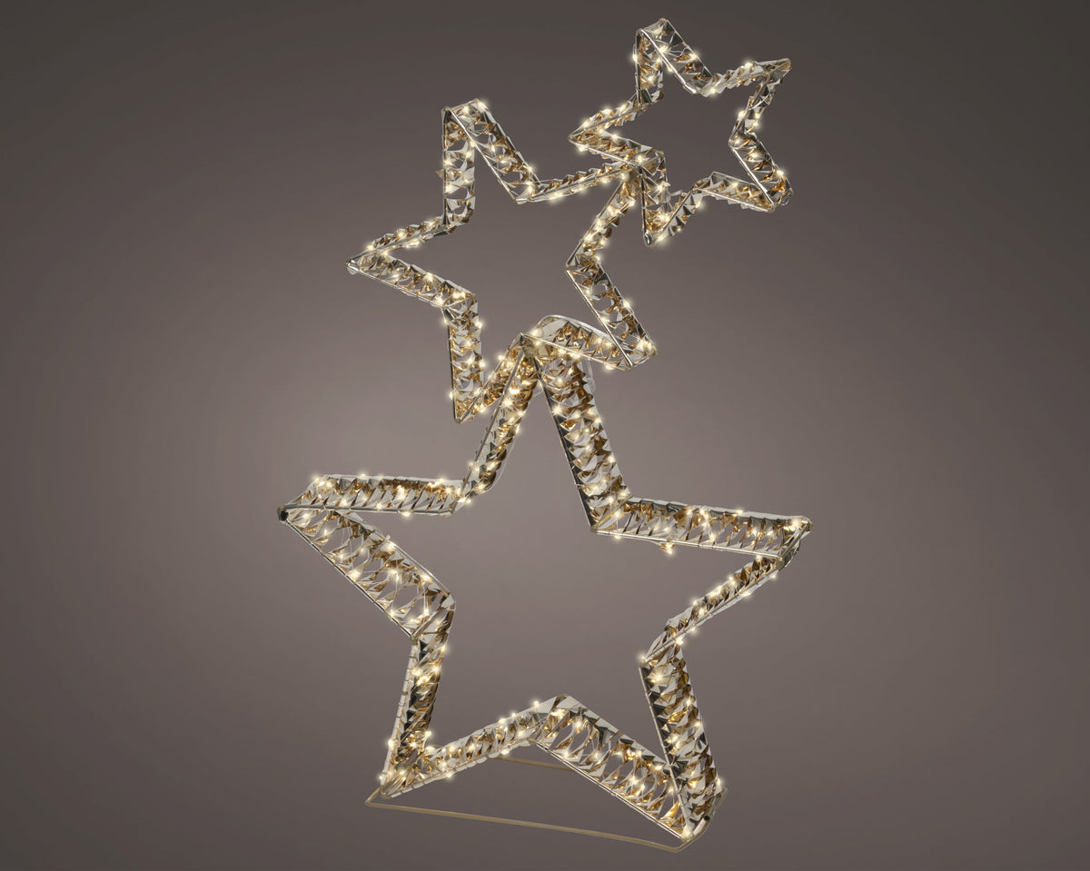 490420-Marco de estrellas LED Lumineo dorado de 80 cm-navidad-envio-canarias