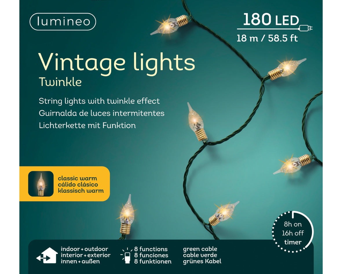 Luces de navidad vintage amarillo clásico de 18m