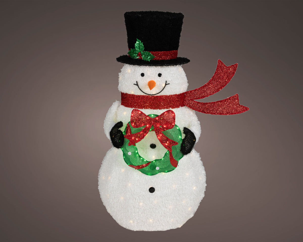 494007-Muñeco de nieve LED Lumineo rectangular multicolor de 40 cm-navidad-envio-canarias