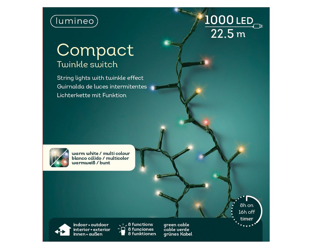Guirnalda de luces Compact 22.5m-1000LED Multicolor y Blanco Cálido