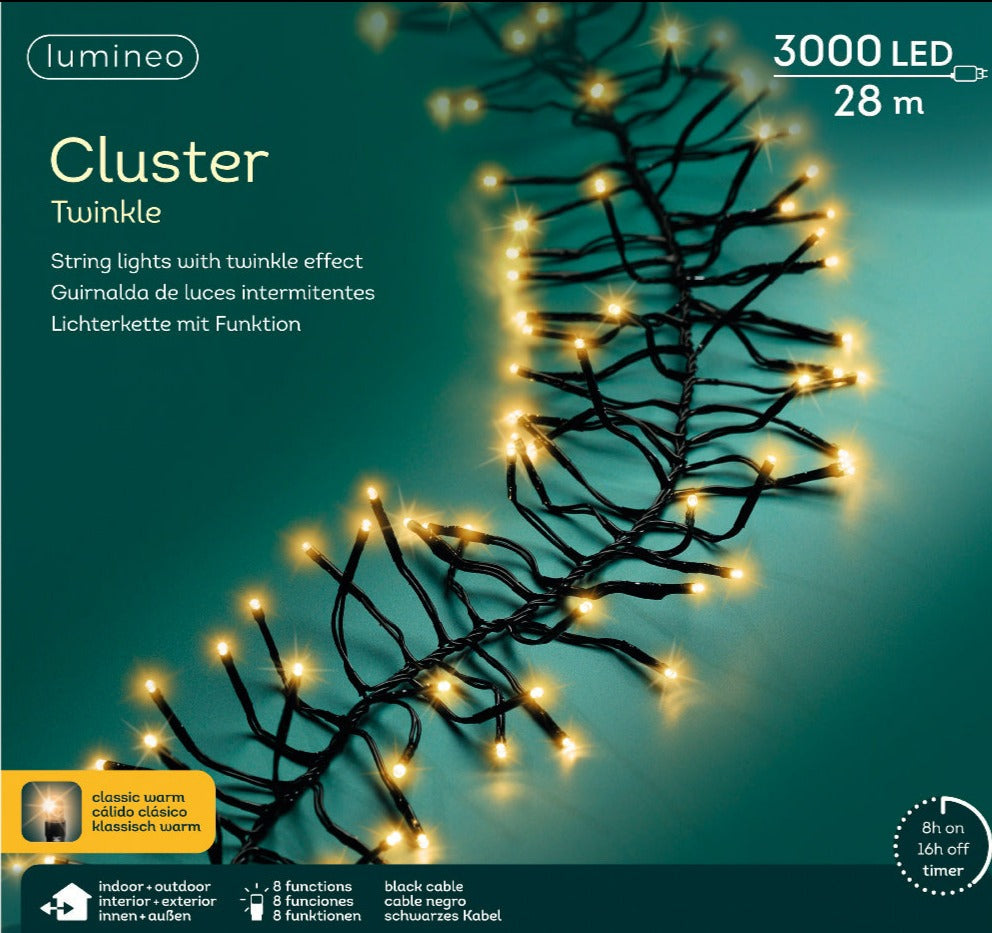 Guirnalda de luces Cluster 28m-3000LED amarillo clásico
