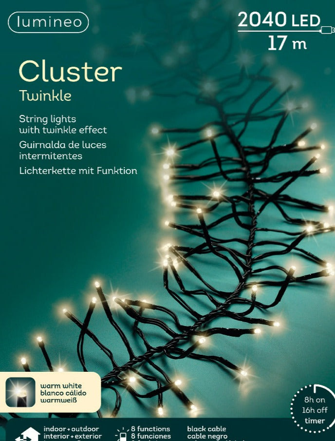 Guirnalda de luces Cluster 1900cm-2040LED Blanco Cálido