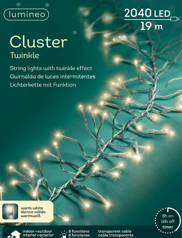 Guirnalda de luces Cluster 1900cm-2040LED Blanco Cálido