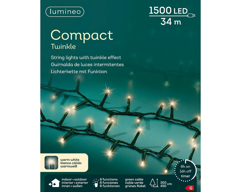Luces de Navidad Compact 34m Blanco Cálido con multifunciónes interior y exterior