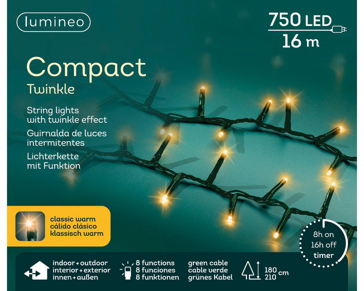 Luces de Navidad Compact 16m Amarillo Clasico con multifunciónes interior y exterior