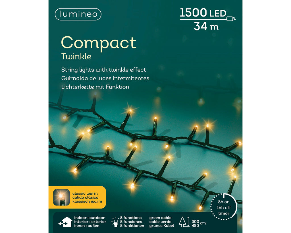 Luces de Navidad Compact 34m Amarillo Clasico con multifunciónes interior y exterior