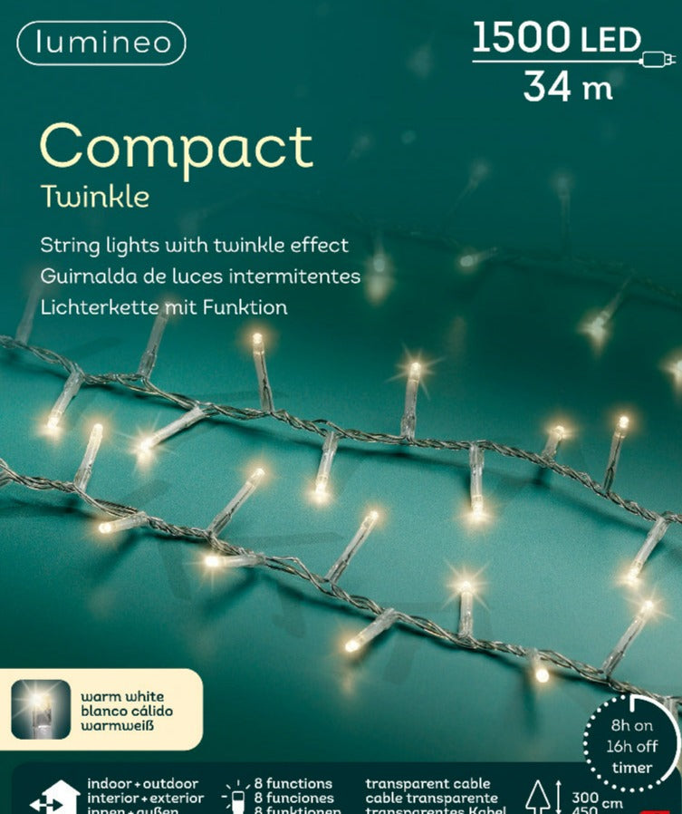 Guirnalda de luces Led Compact 34m-1500LED Blanco Cálido