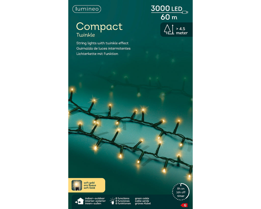 Luces de Navidad Compact 60m Amarillo Clasico con multifunciónes interior y exterior