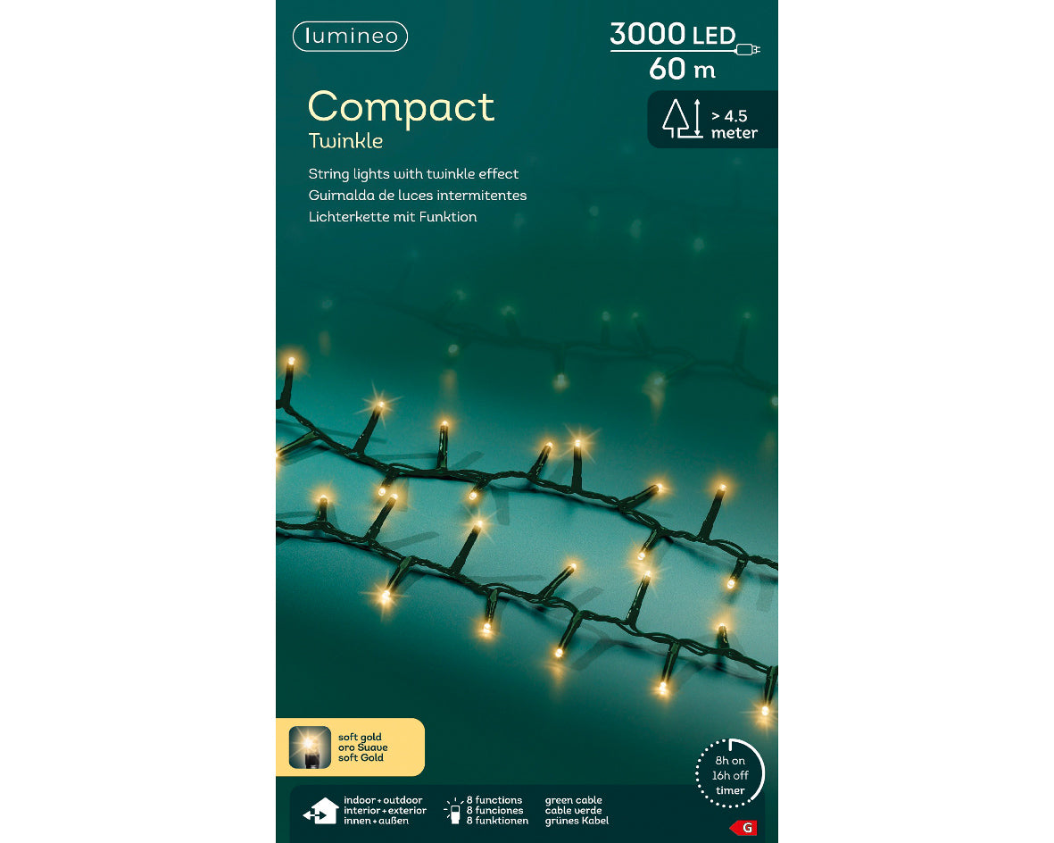 Luces de Navidad Compact 60m Amarillo Clasico con multifunciónes interior y exterior