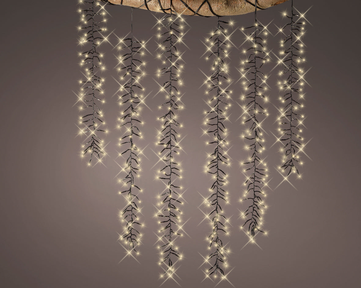 Casada de luces para árboles conectable Blanco Cálido cable negro