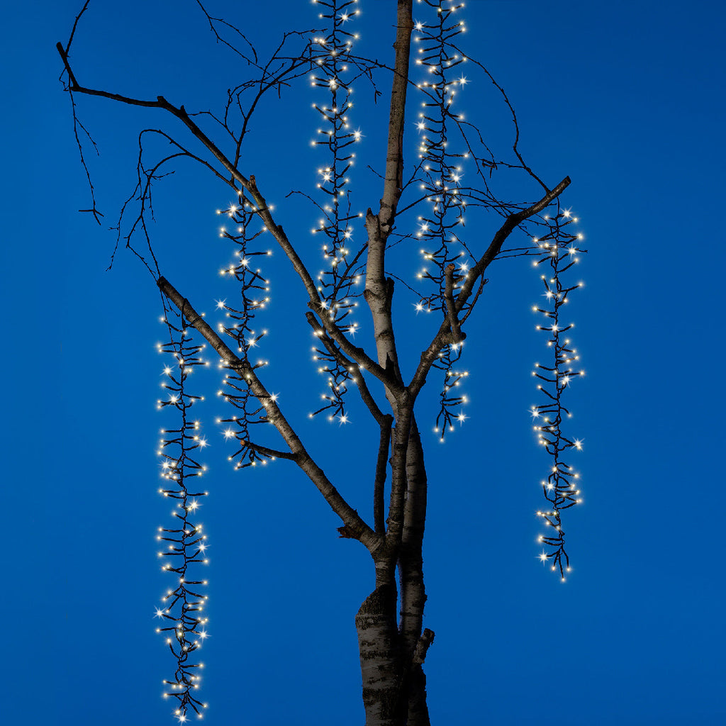 Casada de luces para árboles conectable Blanco Cálido cable negro
