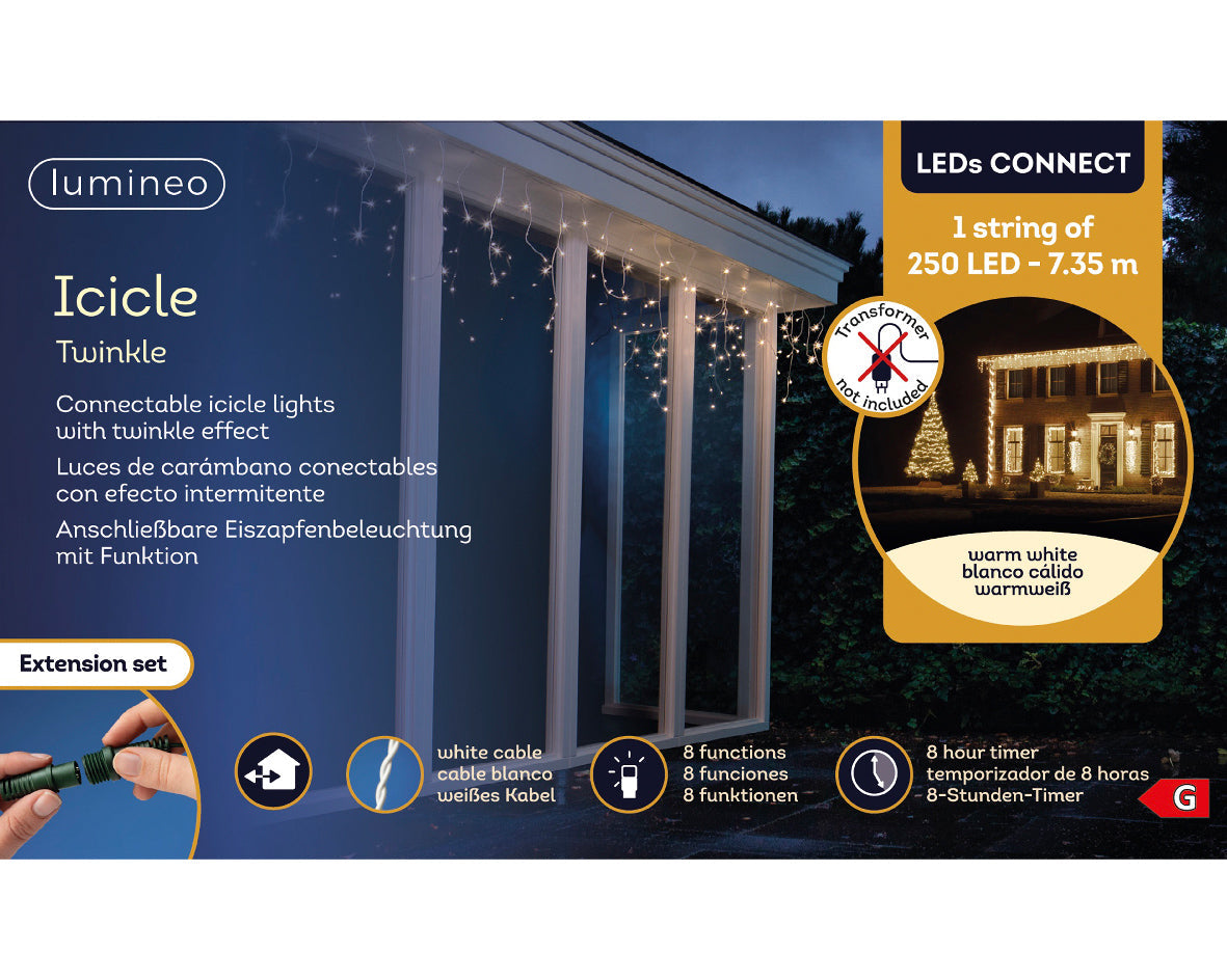 Cortina de luces para fachadas conectable cable blanco