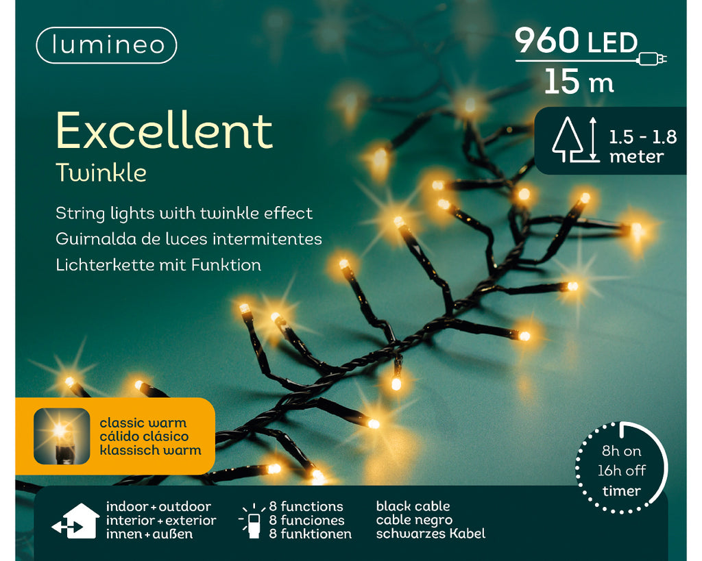 Luces de Navidad Excellent 15m Blanco cálido con multifunciónes interior y exterior
