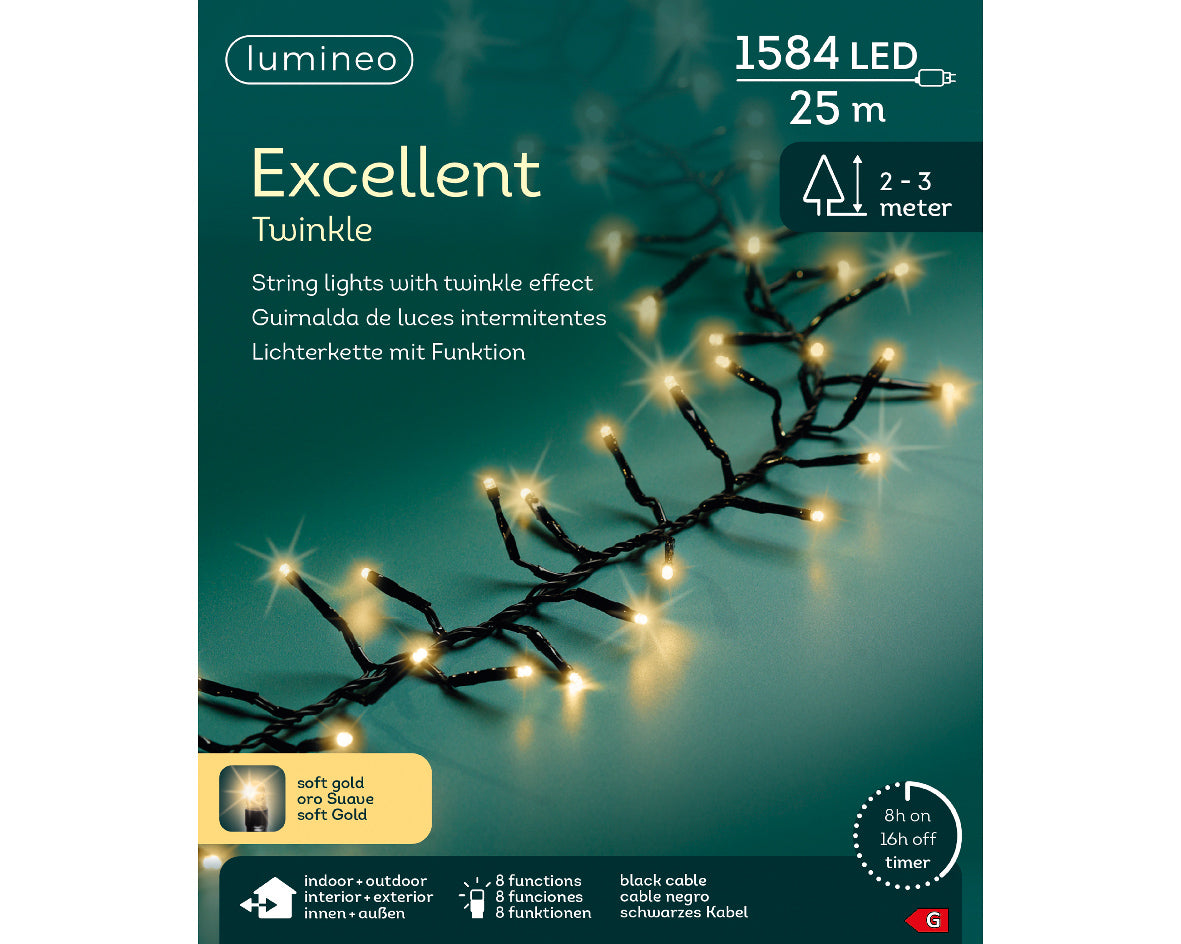 Luces de Navidad Excellent 25m Oro Suave con multifunciónes interior y exterior
