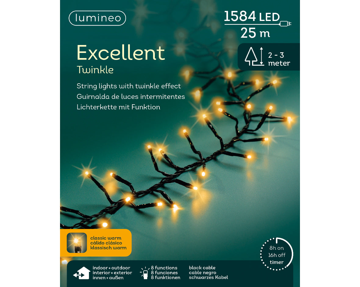 Luces de Navidad Excellent 25m Amarillo Clásico con multifunciónes interior y exterior