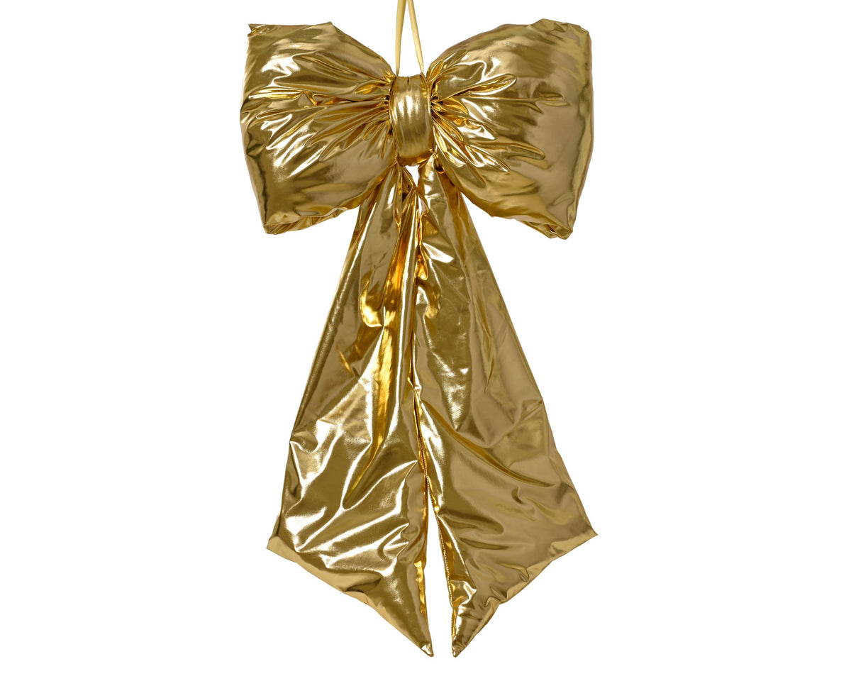512159-Lazo Navideño Dorado de Poliéster de 85 cm-navidad-envio-canarias