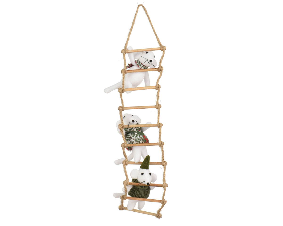 512707-Adorno colgante Escalera de ratones de poliéster verde 35 cm-navidad-envio-canarias