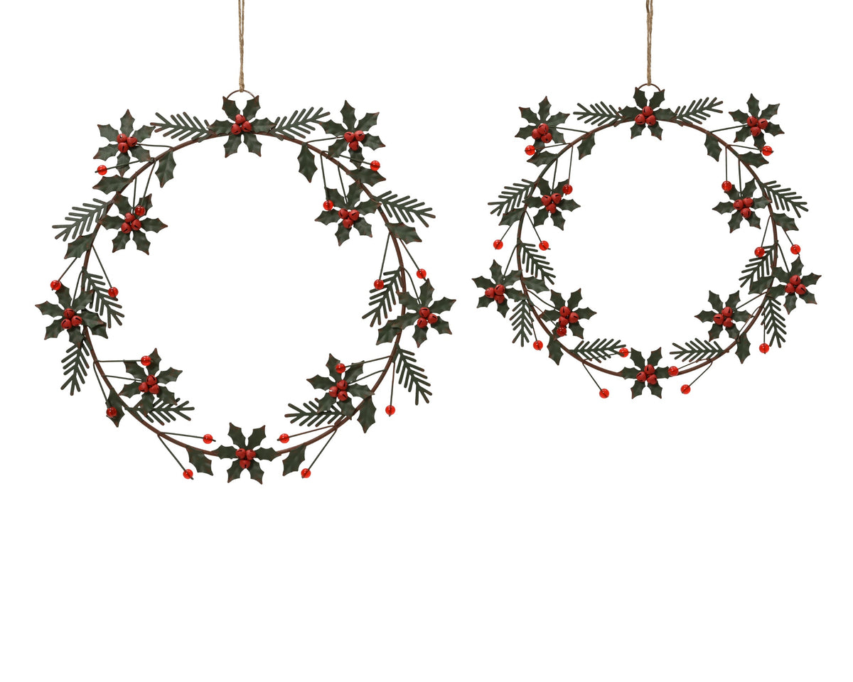 512868-Corona de hierro verde multicolor circular 32 cm-navidad-envio-canarias