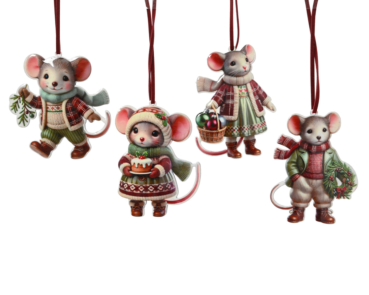 512974-Adorno colgante de hierro multicolor con forma de ratón 8 cm-navidad-envio-canarias