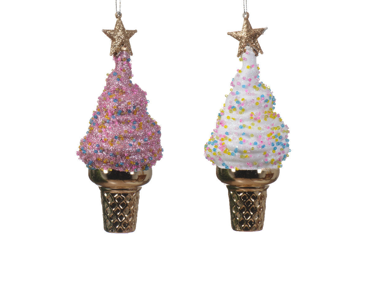Figura rosa y blanco poliéster adornos navideños 14,8cm