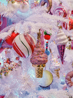 Figura rosa y blanco poliéster adornos navideños 14,8cm