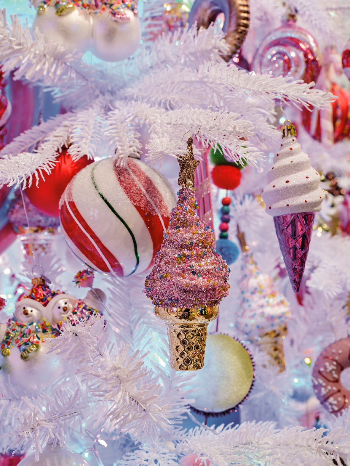 Figura rosa y blanco poliéster adornos navideños 14,8cm