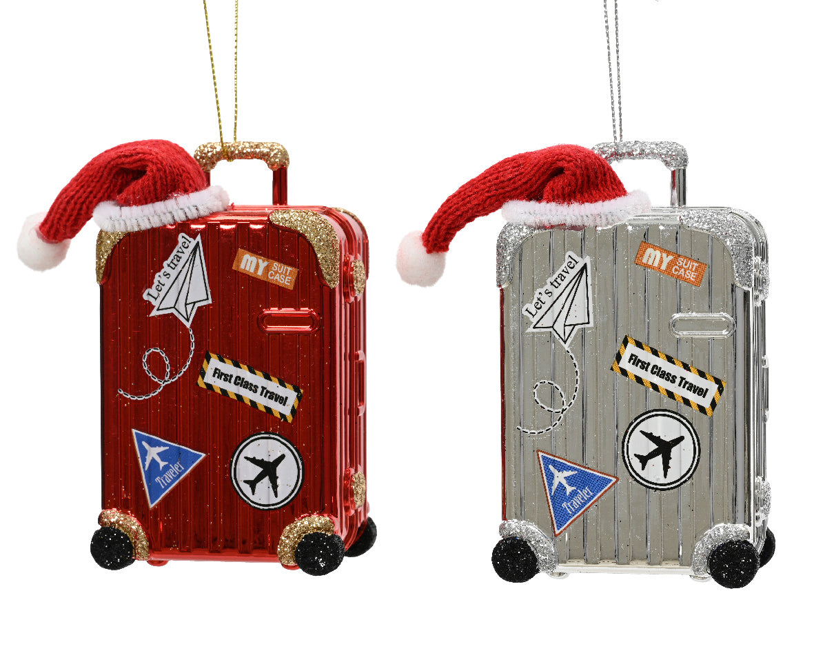 Ornamento de Navidad de maleta viajera 10cm