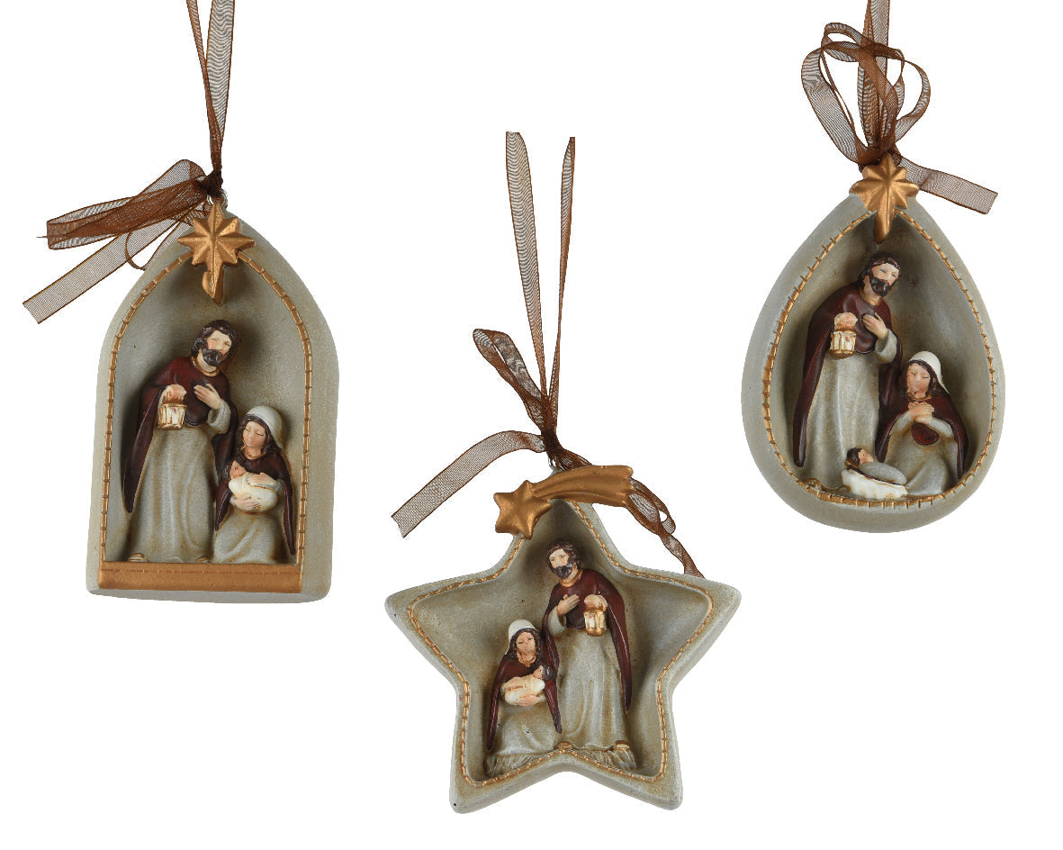 Ornamento de navidad de natividad cristiana 10cm