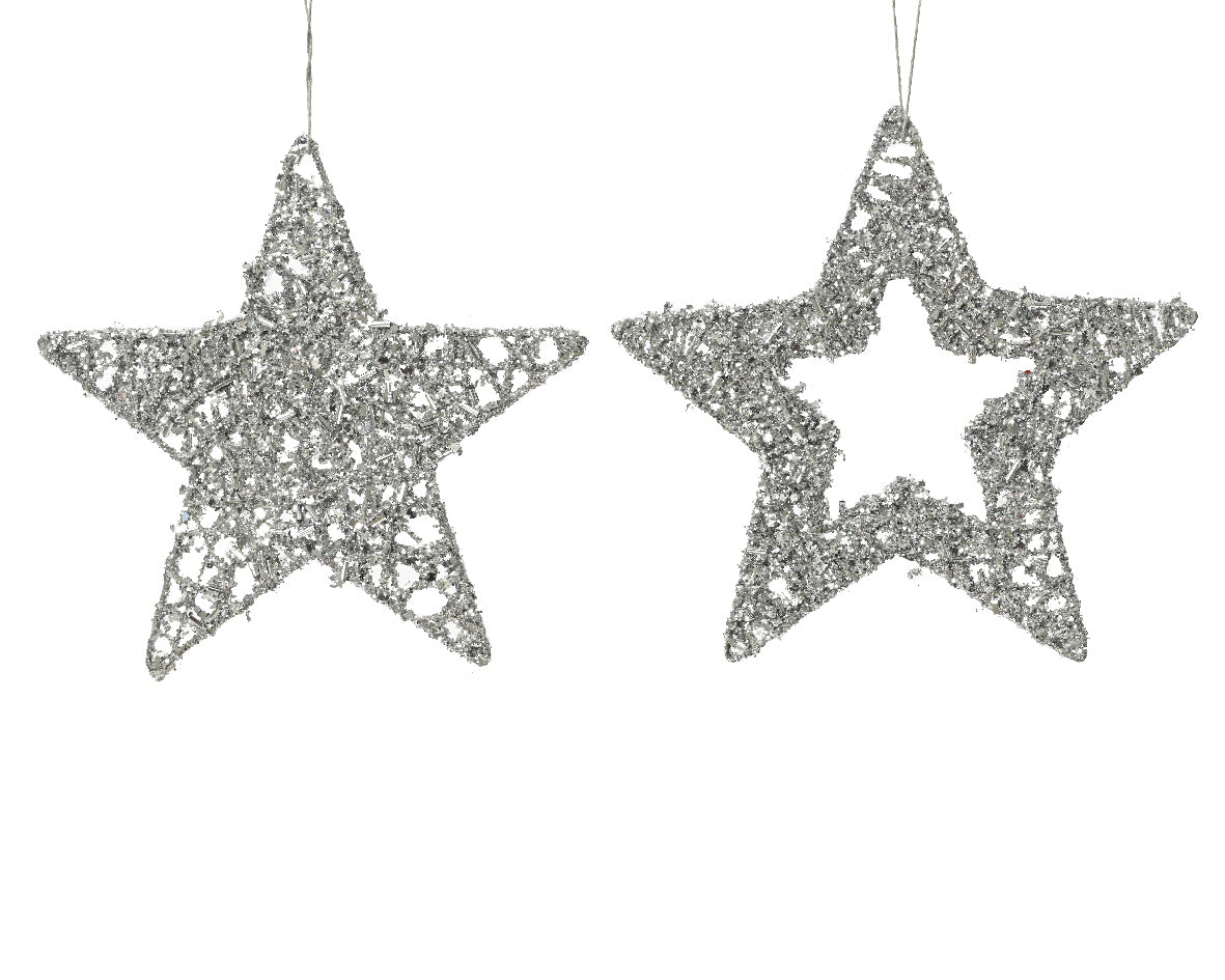 Estrella  plateada purpurina de metal  adornos navideños 0,1 cm