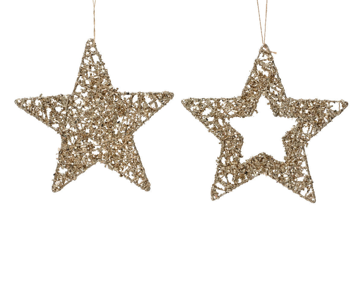 Estrella dorada purpurina de metal  adornos navideños 0,1 cm