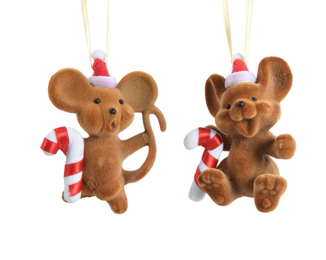 Ratones de decoración colgante de plástico marrón 9cm