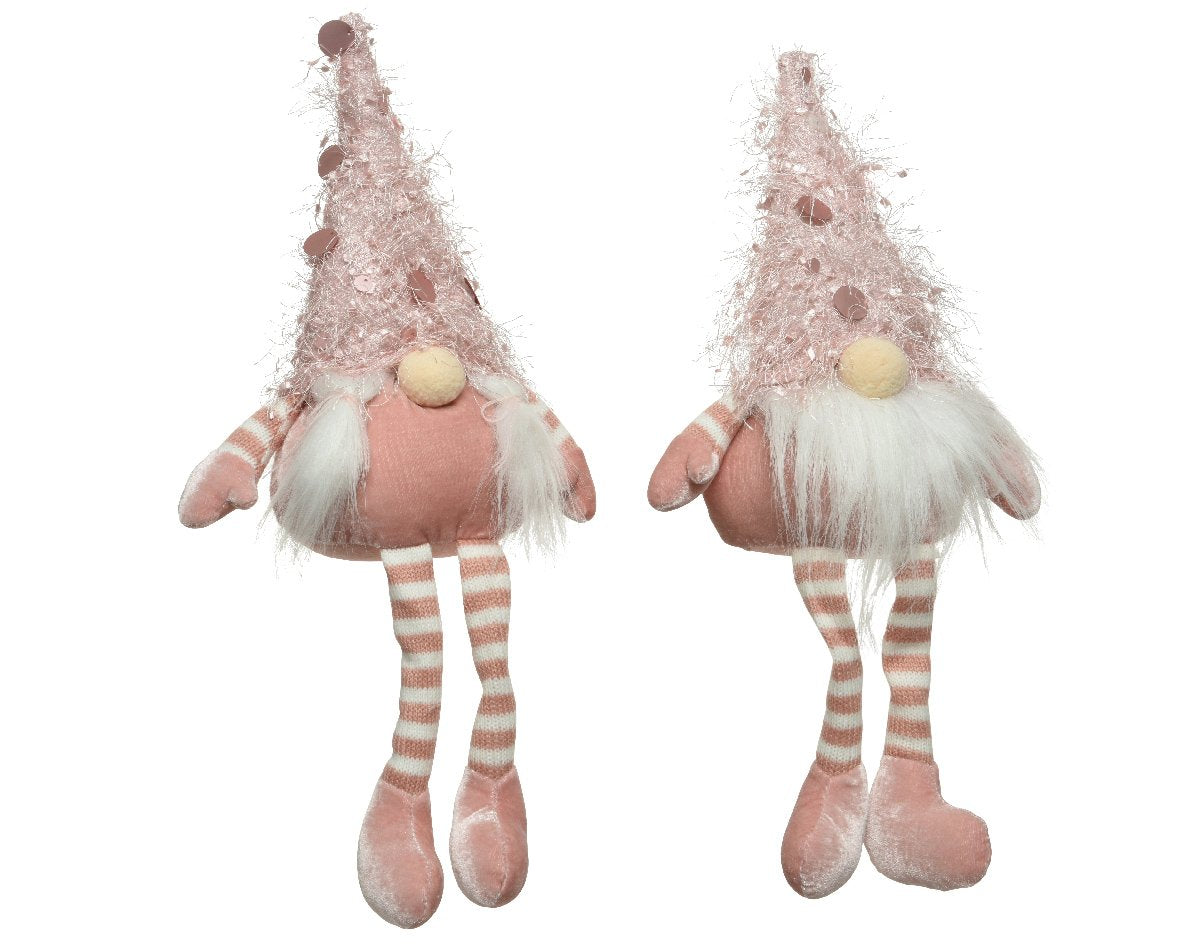 Figura Navideña textil tonos rosas L15.00-W8.00-A43.00cm