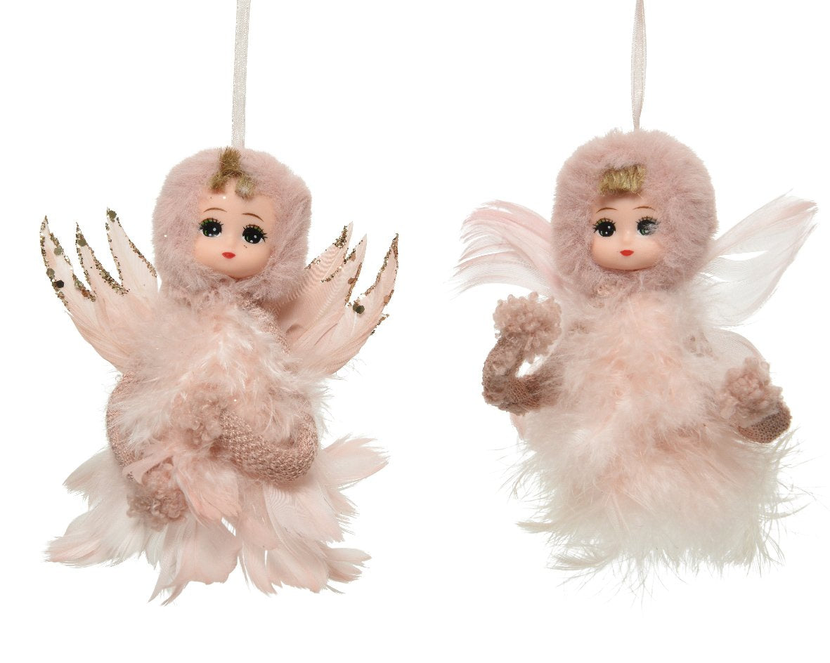 Ornamento Navideño de resina rosa claro L8.00-W12.00-A10.00cm