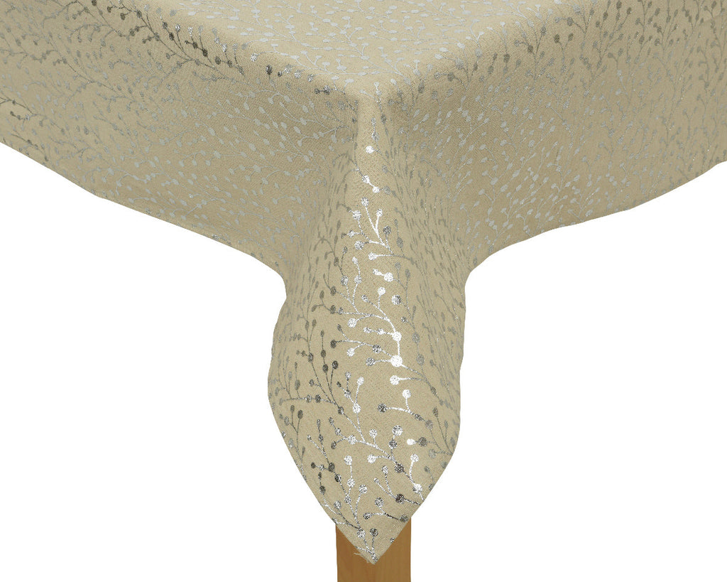 Mantel beige poliéster colección blanca de 180 cm