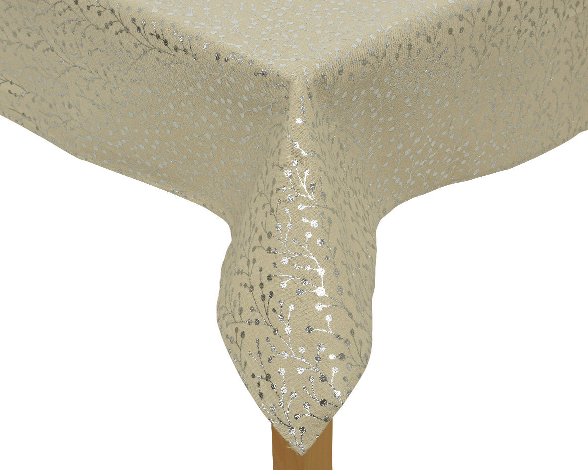 Mantel beige poliéster colección blanca de 180 cm