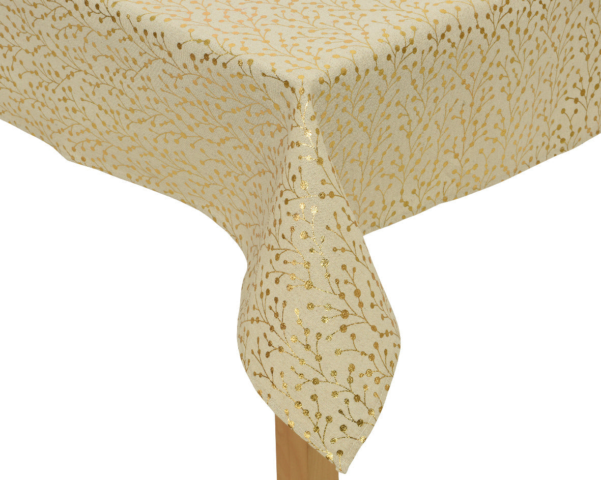 Mantel beige poliéster colección blanca de 180 cm