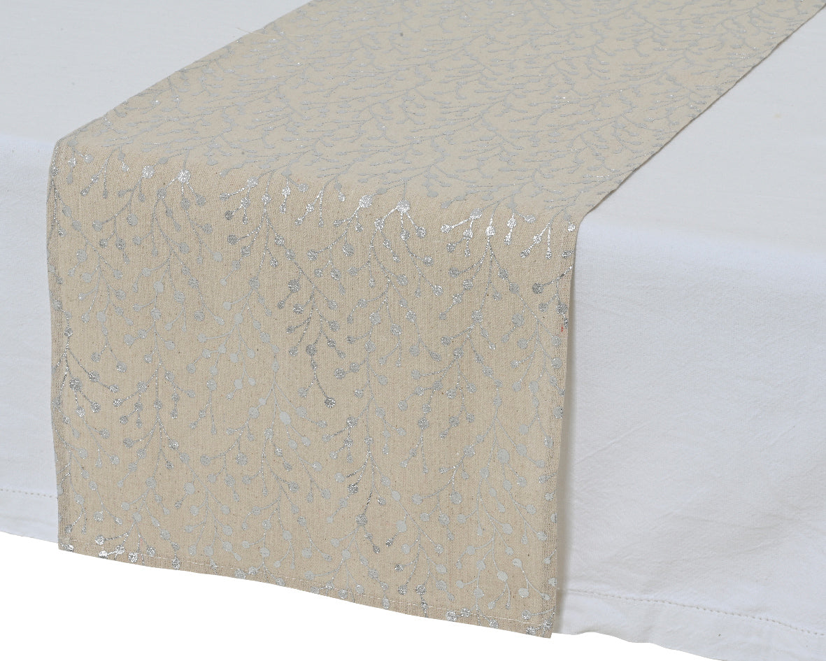 Mantel beige poliéster colección blanca de 150 cm