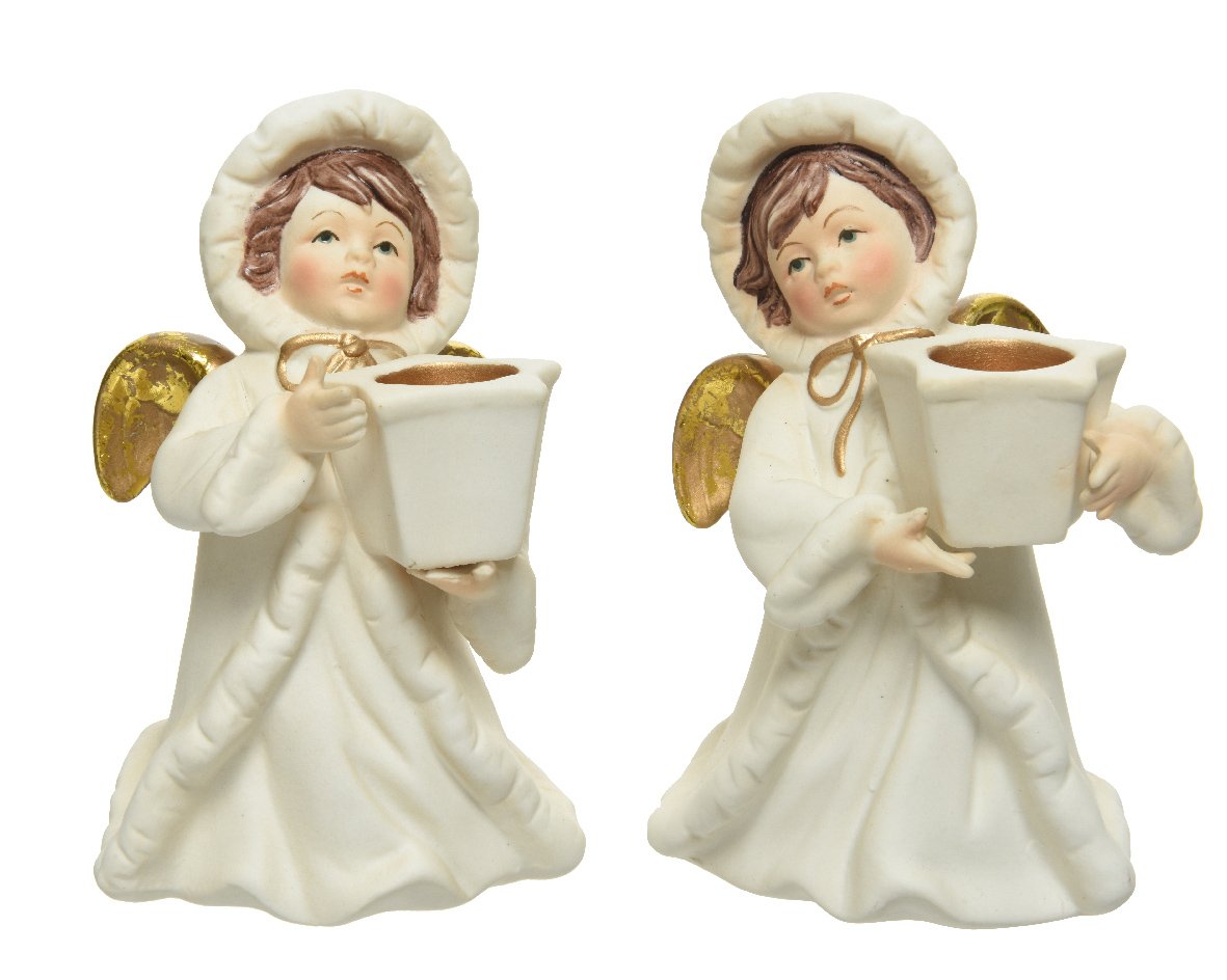 Portavelas navideño de Angelitos 13cm