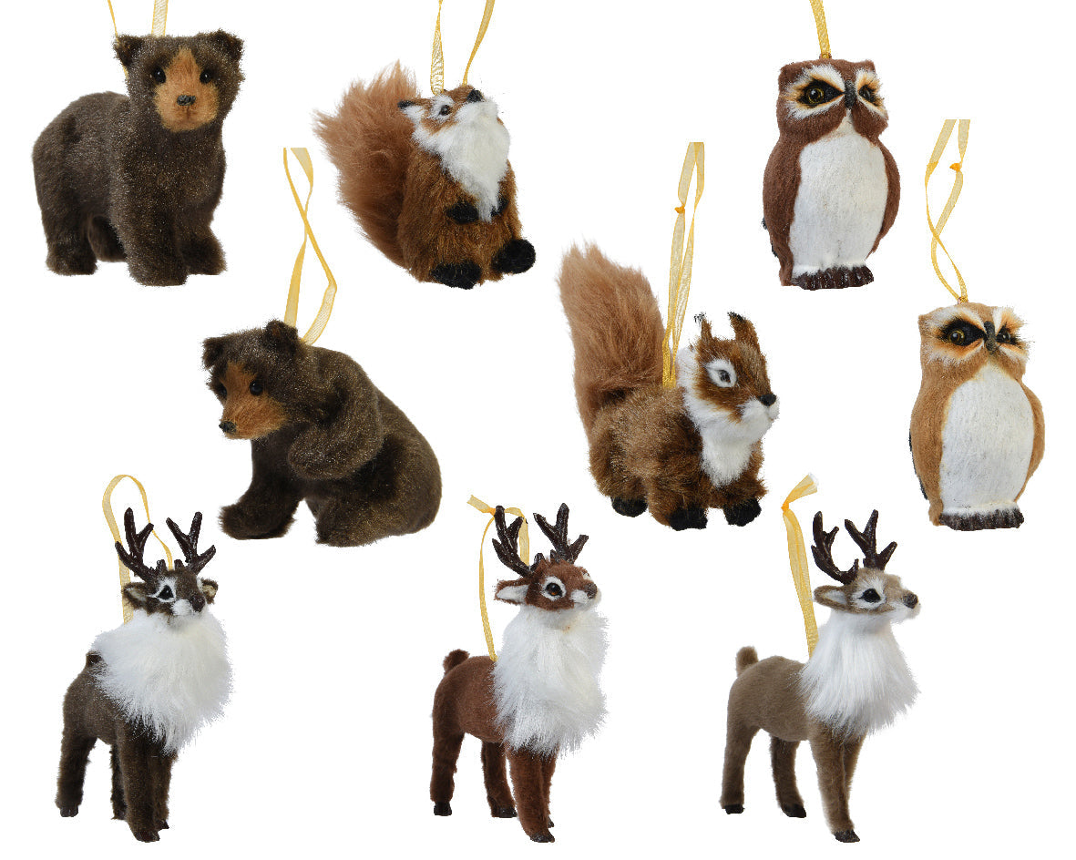 Figuras  de Navidad en forma de animales  marrón, blanco y negro 12 cm plástico