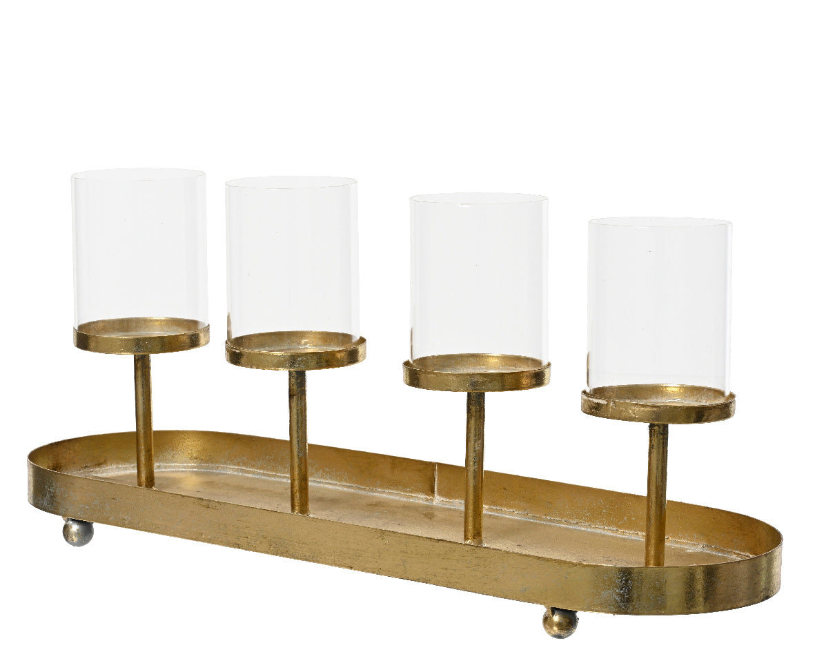 Candelabro color dorado champagne