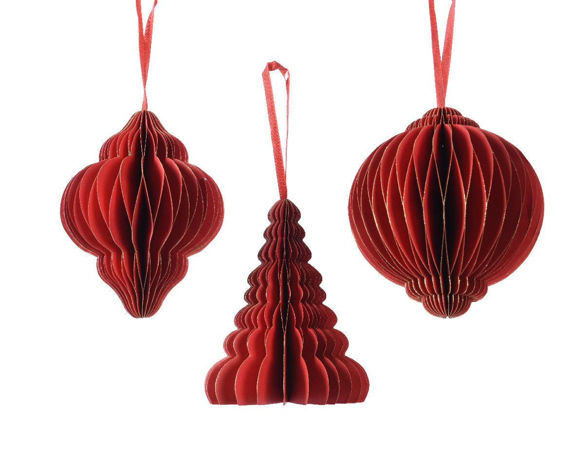 Ornamento para árbol de navidad color rojo papel  núm. 523583
