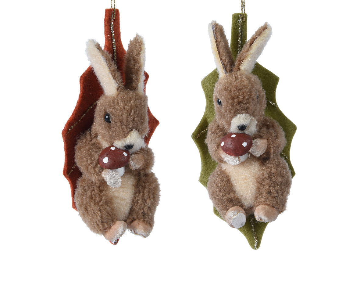 Figura de animales adorno colgante navideño marrón y gris poliéster