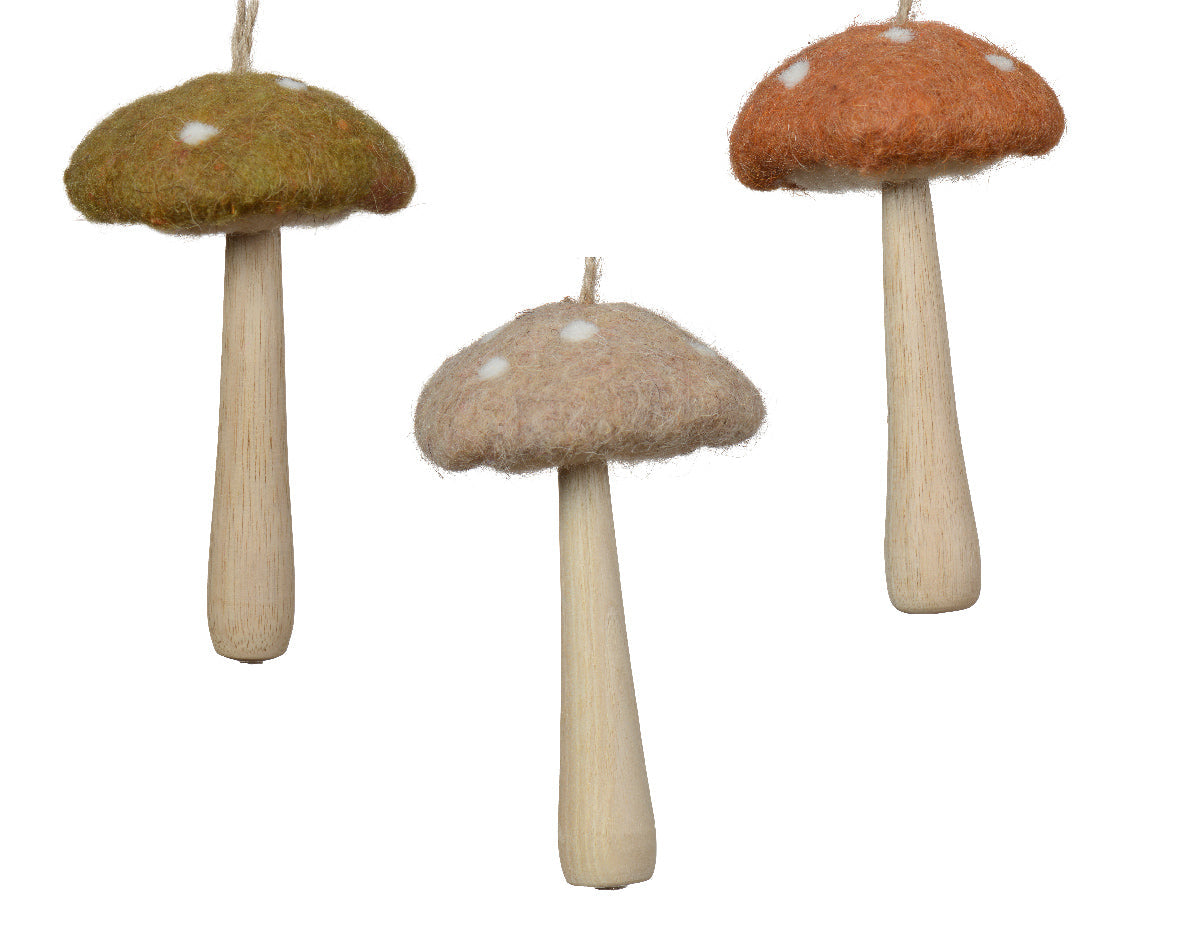 Champiñones de fieltro varios   adornos navideños 11 cm