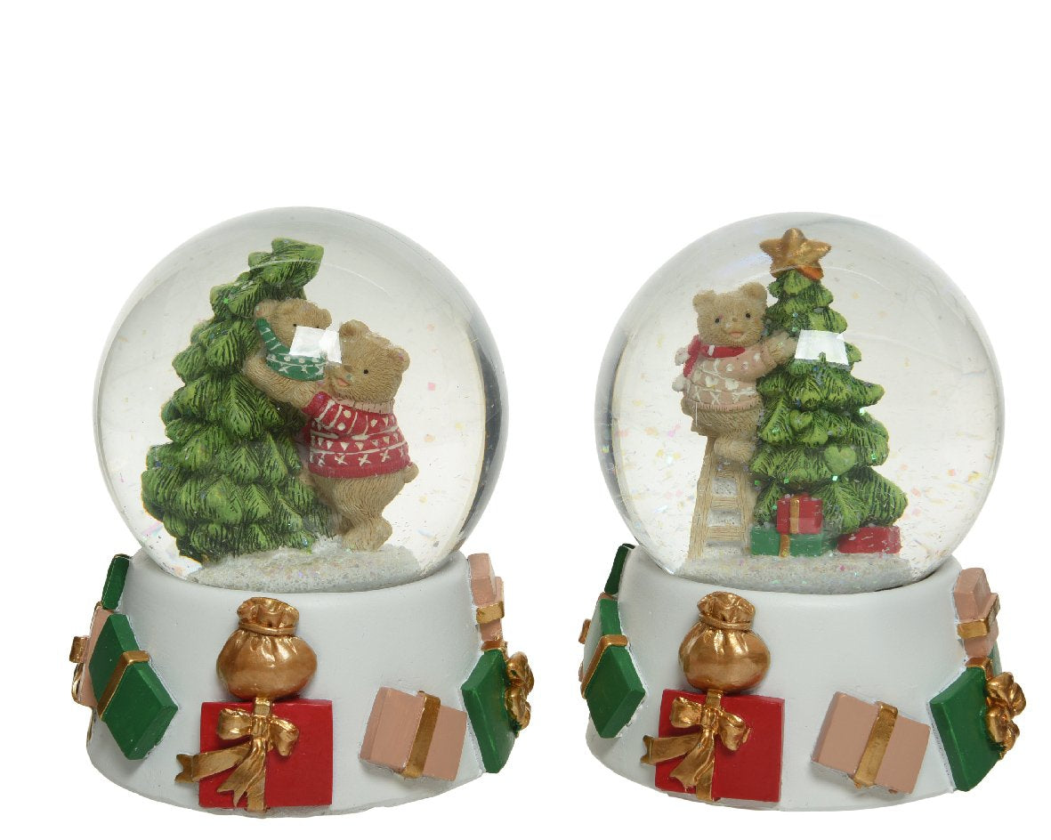 Bola de nieve de navidad con osos de regalo