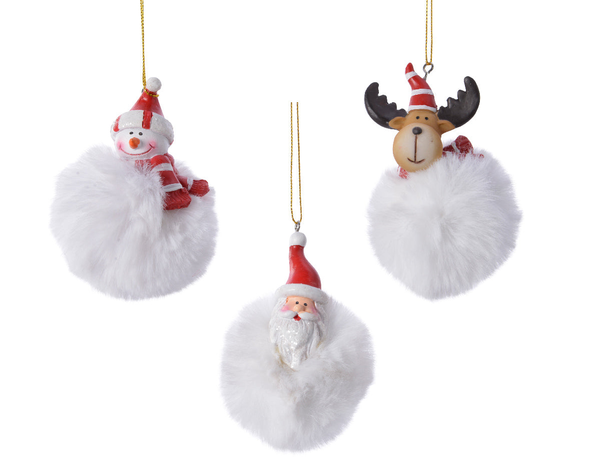 Decoración colgante blanco  para árbol de navidad 8 cm poliresina