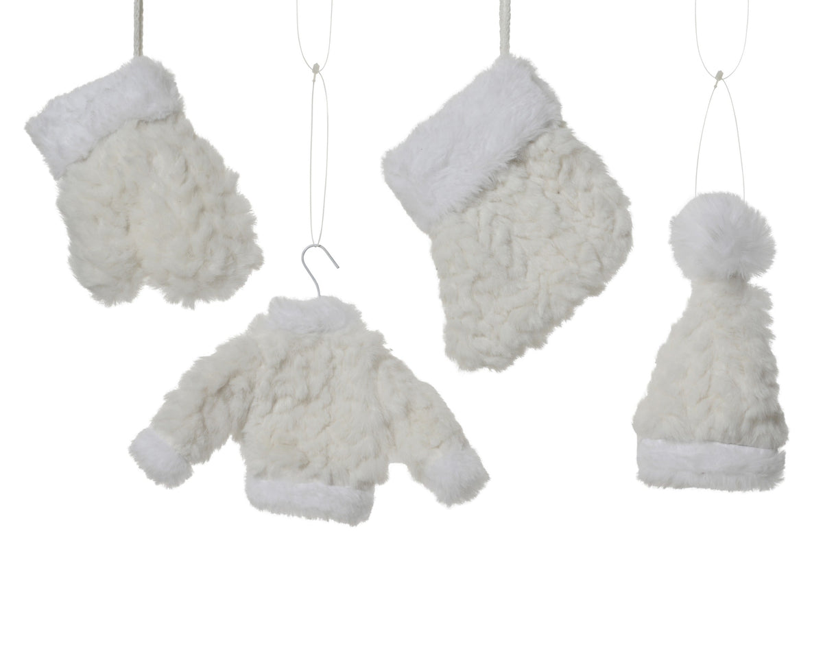 530784-Conjunto de adornos colgantes de poliéster blanco 11 cm-navidad-envio-canarias