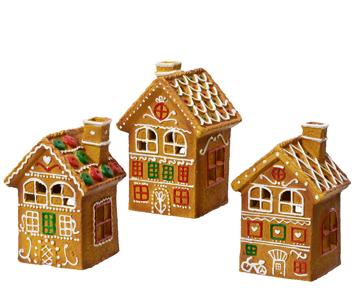 Portavela de casita de gengibre de terracota