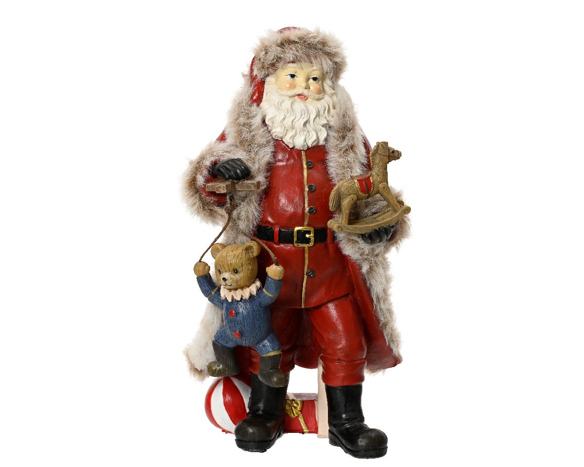 Santa Claus de resina con adornos navideños de 22cm