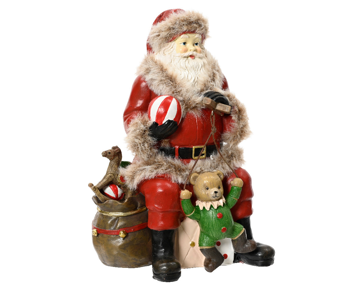 Santa Claus de resina con adornos navideños de 19cm